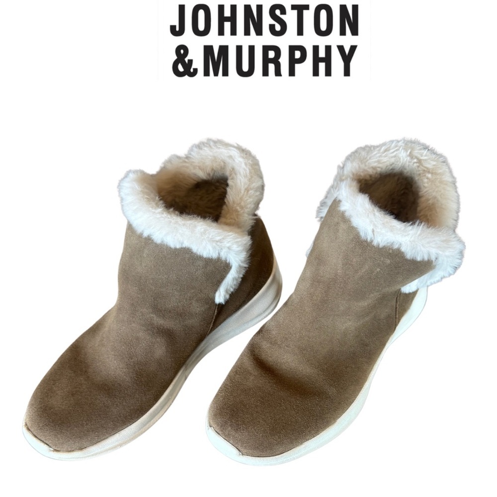 Johnston Murphy Mollie Sherling Whisky Waterproof Suede Bootie 7 Trufoam snow - Picture 4 of 12